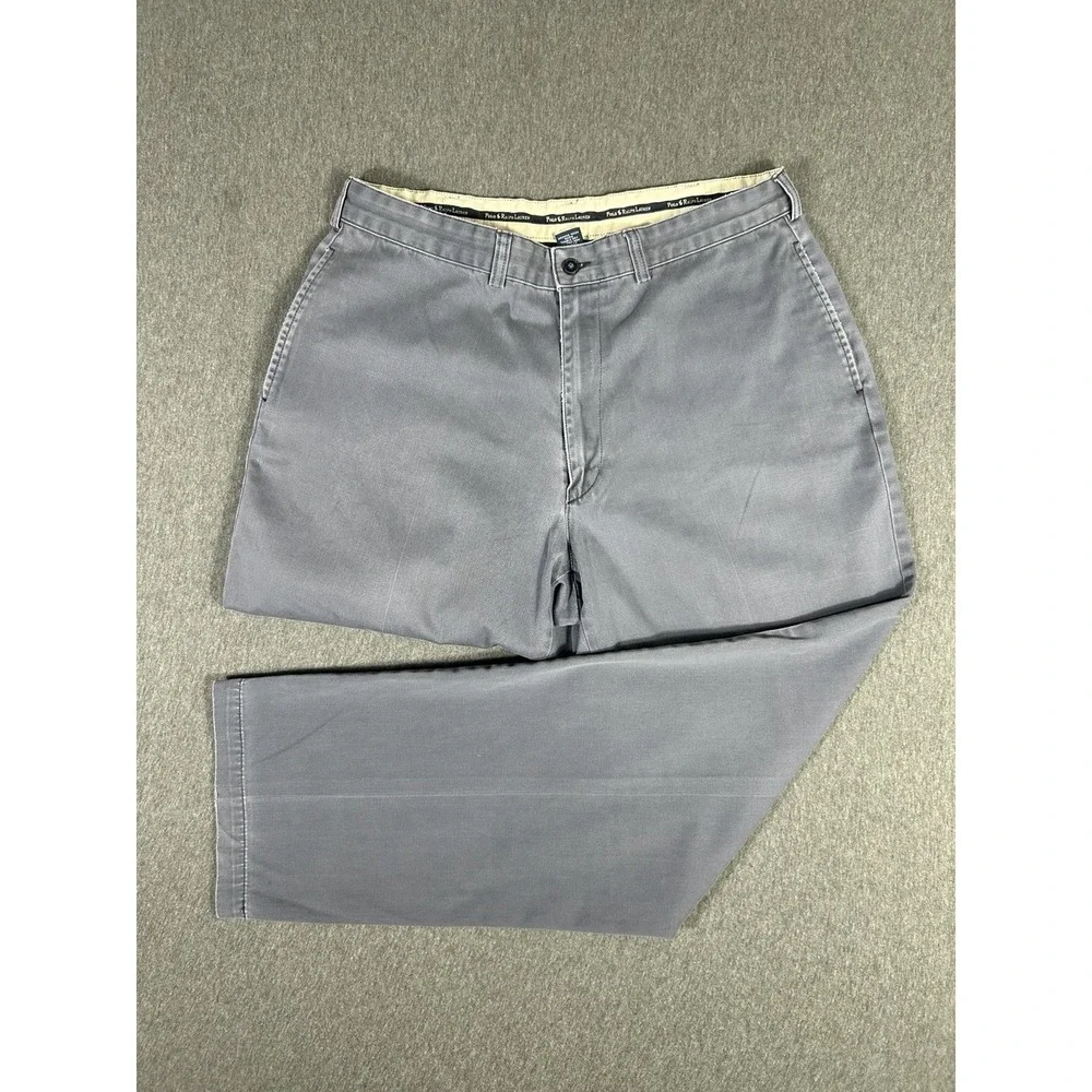 Polo Ralph Lauren Chino Pants Mens 35x32 Gray Cotton Flat Front Straight